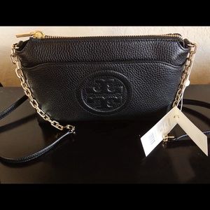 Tory Burch Bombe chain Crossbody black leather